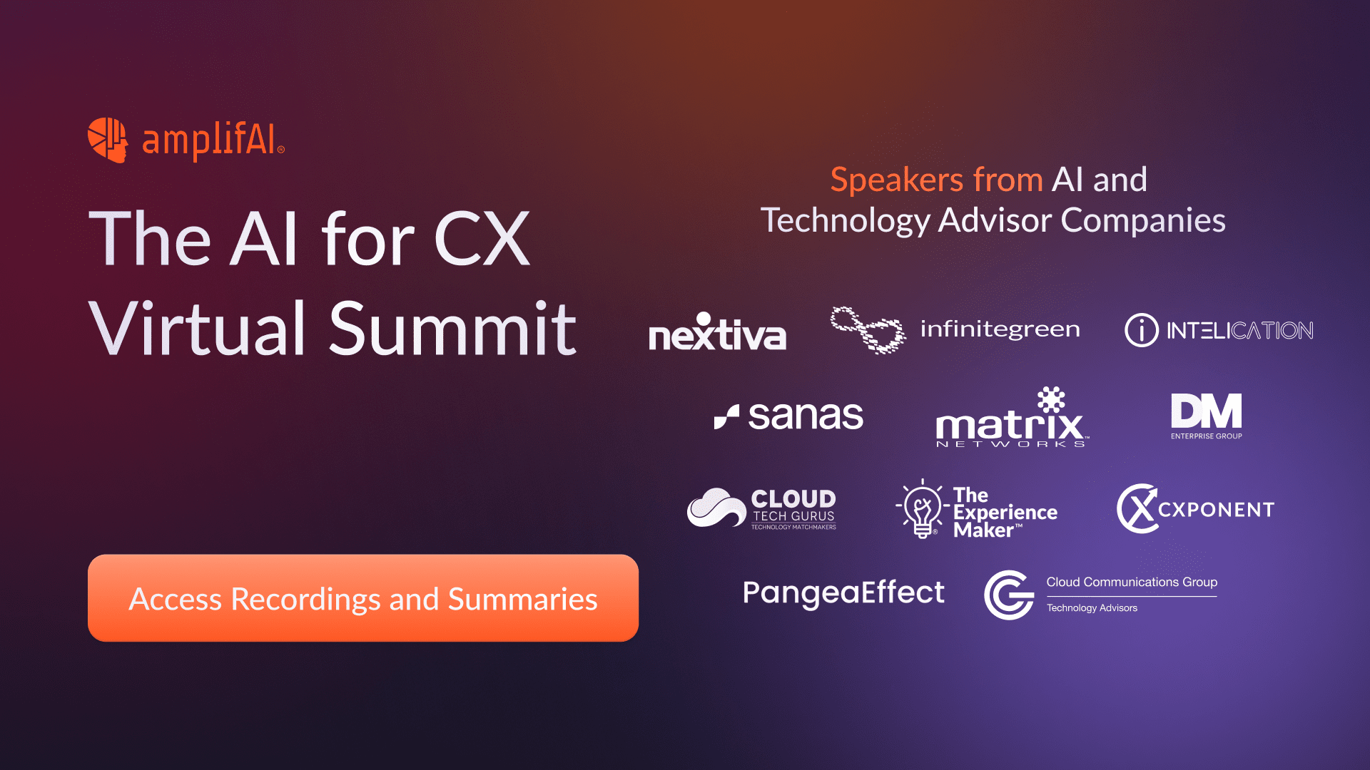 The AI for CX Virtual Summit with participating AI and technology advisor companies