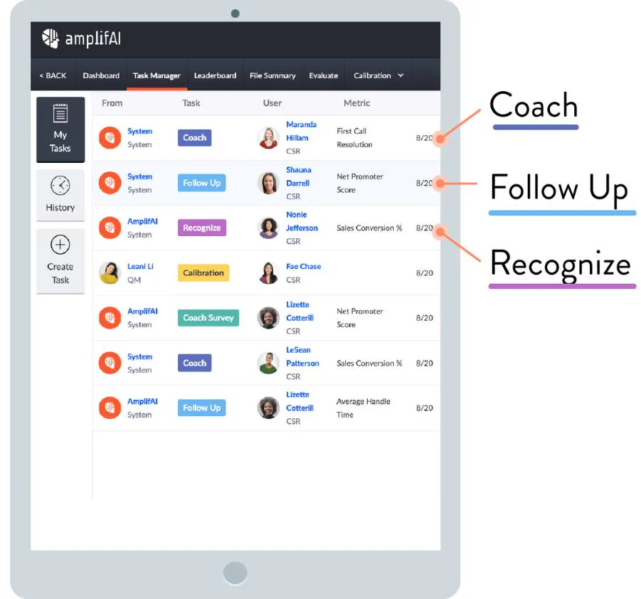 call center coach can follow up and see where improvement required